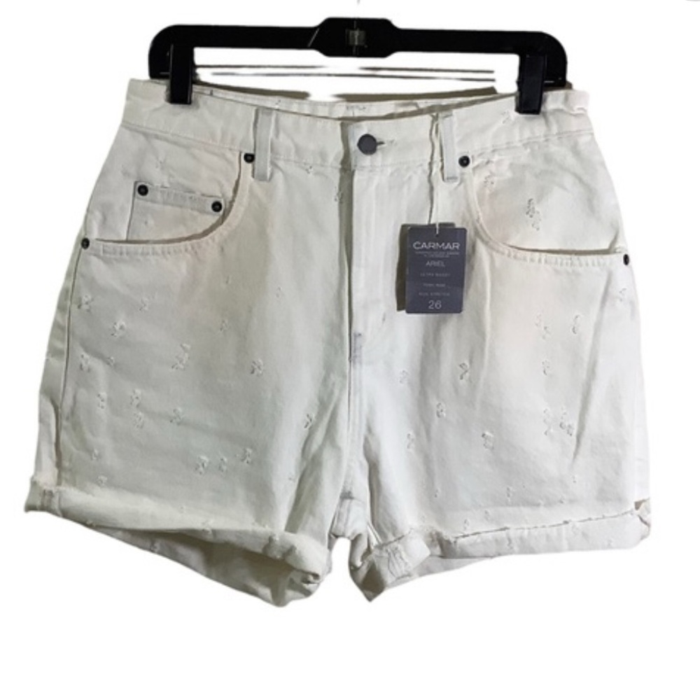Carmar Ariel Ultra Baggy High Rise Distressed Shorts